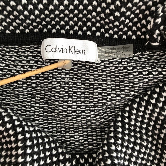 Calvin Klein Womens Large Sweater Cowl Neck Knit Red Blk Color Block Long Sleeve - Picture 3 of 9